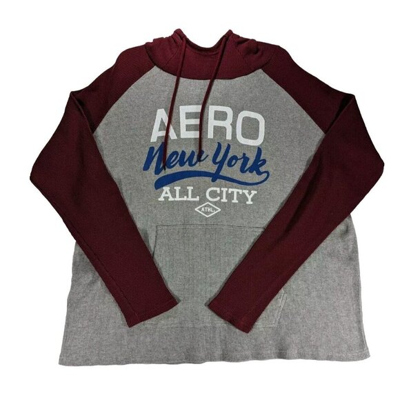 Aeropostale Aero New York All City Pullover Gray Red Athletic Hoodie Mens 3XL - Picture 1 of 5